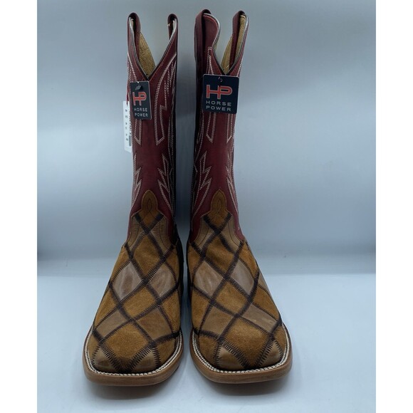 Horse Power Anderson Bean Boots HP1103 Mens 9 D Brown Suede Patchwork Red main image 13